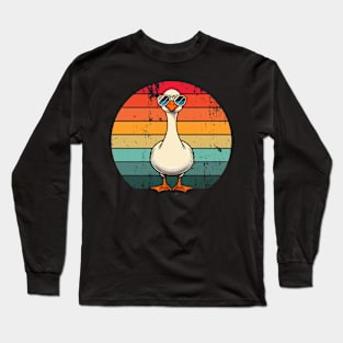 Silly Goose in Sunglasses Pun Meme Pool Funny Goose Long Sleeve T-Shirt